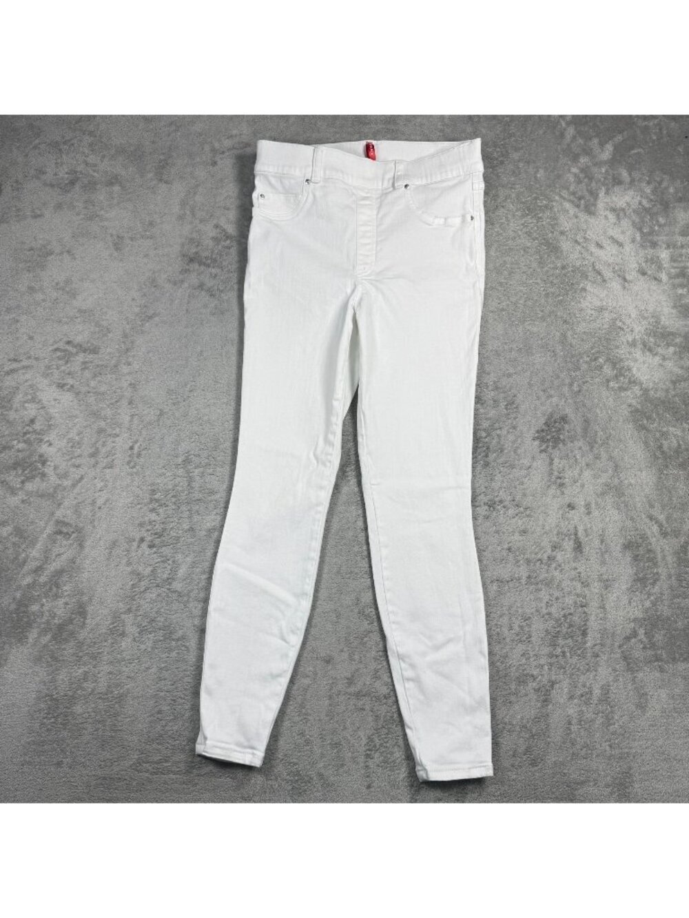 SPANX Womens M High Rise Skinny Jeans White Pull On Jeggings Stretch Preppy